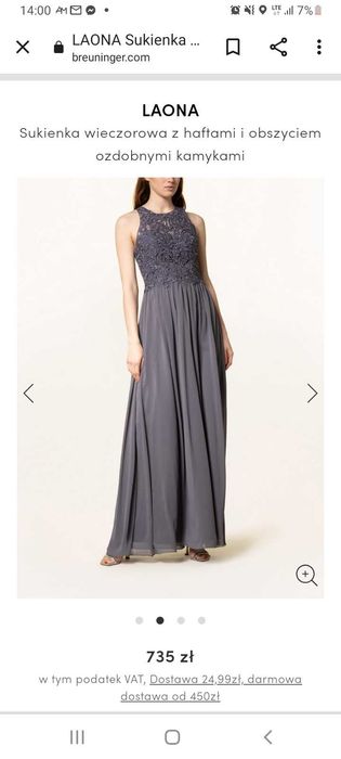 Suknia wieczorowa firmy Laona sukienki na ślub rozmiar M