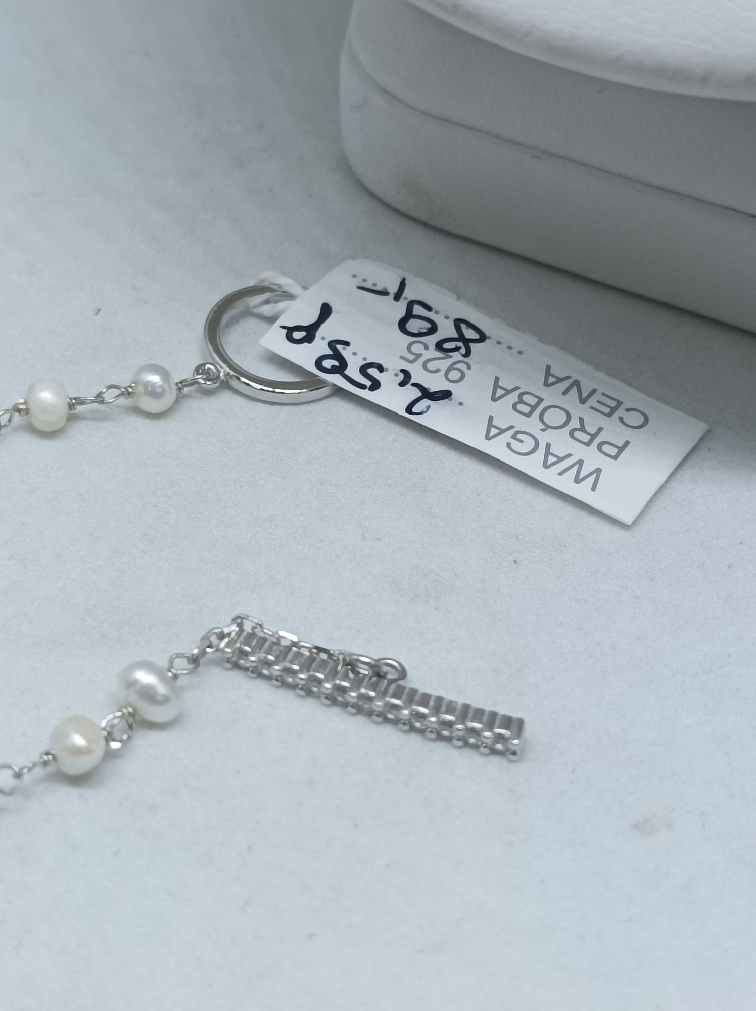 Srebrna bransoletka z perłami srebro 925 długość 17cm