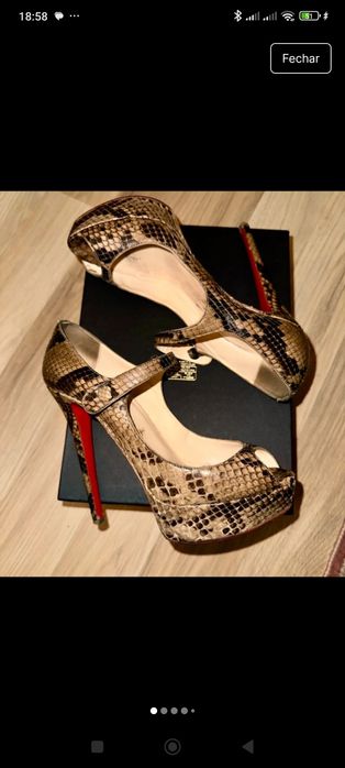 Sapatos Christian Louboutin LADY PEEP 140 PYTHON