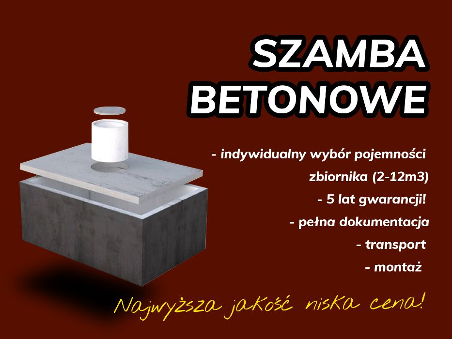 Szambo Betonowe Zbiornik Betonowy na Deszczówkę Wodę 100% szczelny