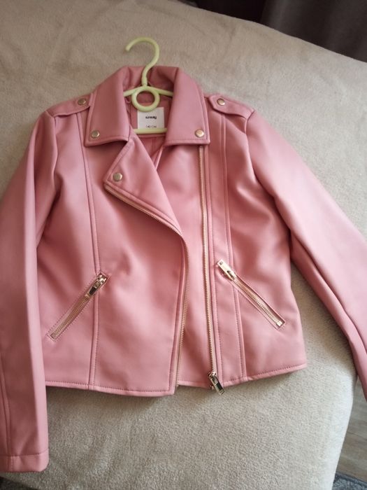 Kurtka ramoneska skóra ekologiczna pudrowy róż 140