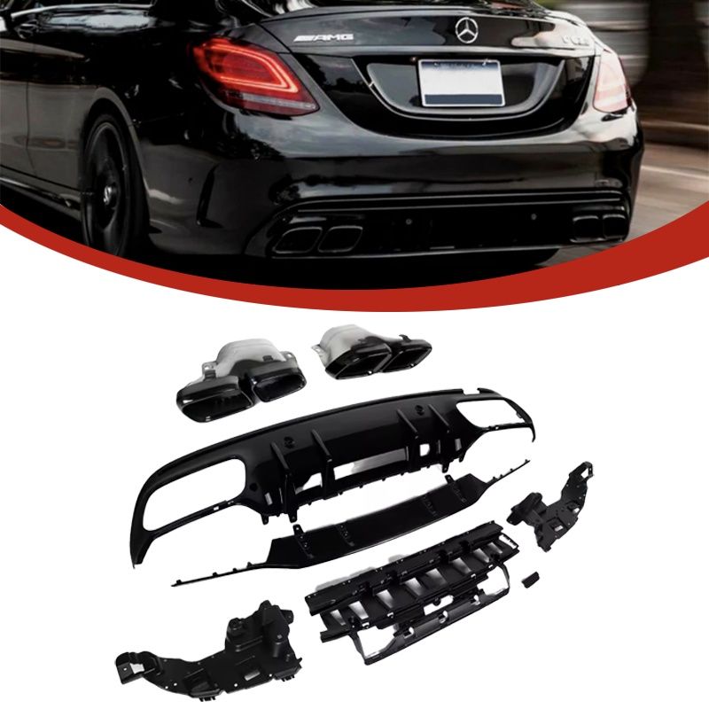 Mercedes W205 Coupe Dyfuzor Tylnego Zderzaka Splitter C63 Look Czarny