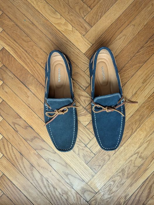 WOJAS r. 41 granatowe espadryle męskie skórzane