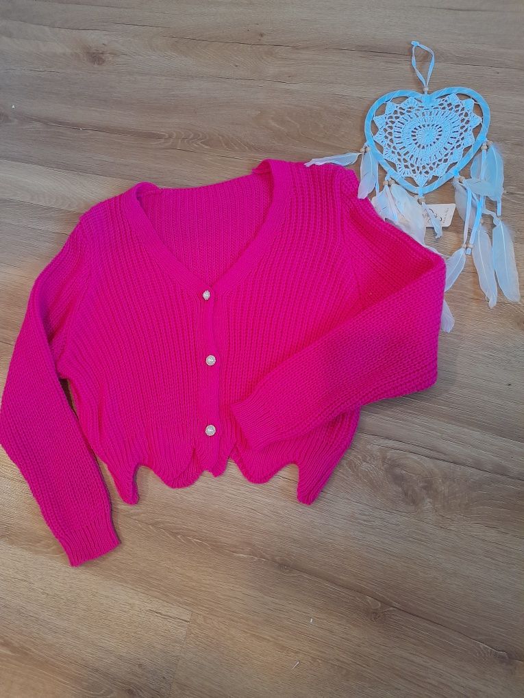 Różowy sweter sweterek 98 104 lat 4