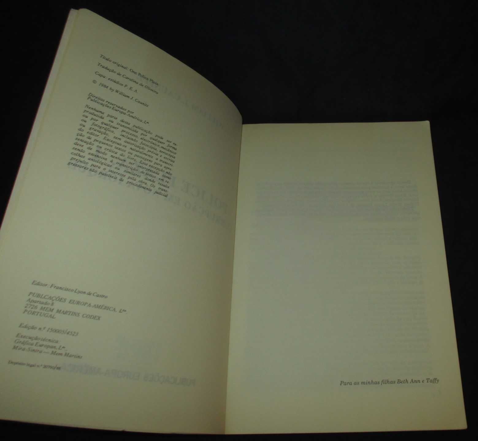 Livro Police Plaza 1 Corrupção em Nova Iorque William J. Caunitz