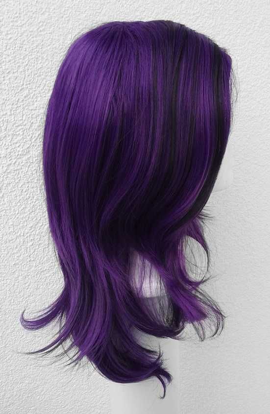 Fioletowa peruka cieniowana z przedziałkiem wig cosplay