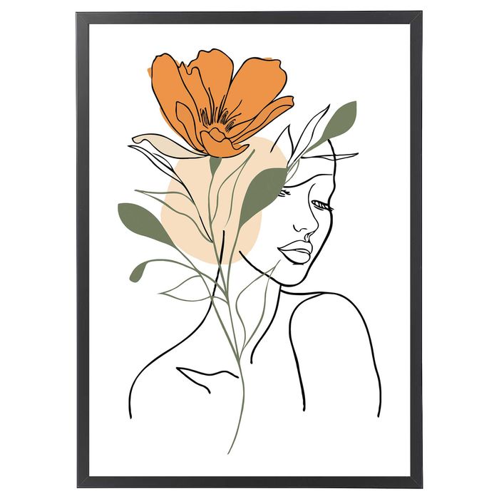 plakat kobieta i kwiaty abstrakcja, plakat do salonu w ramę kobieta