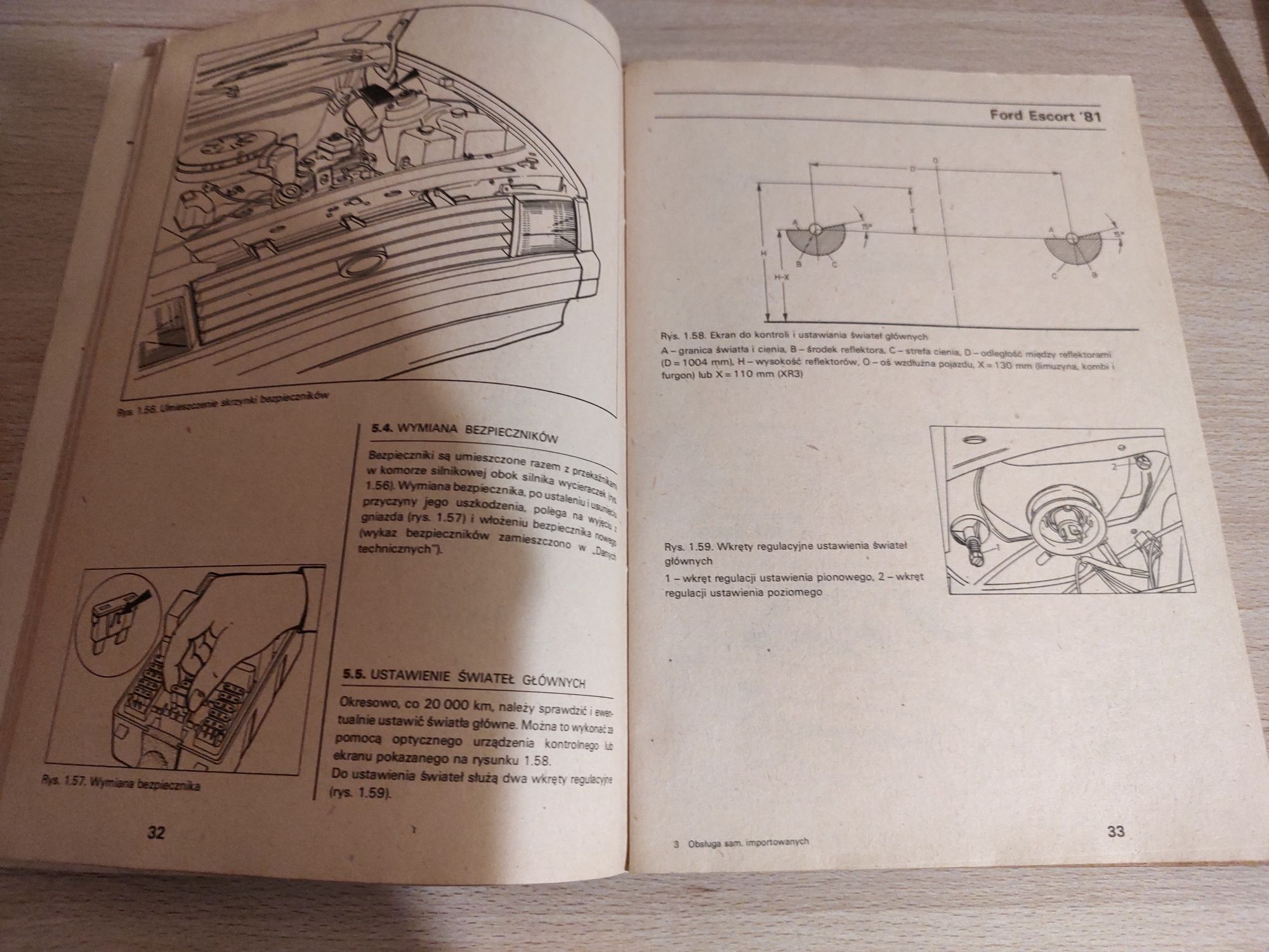 Obsługa samochodów importowanych Ford Escort 81,Sierra, Citroen GS-GSA