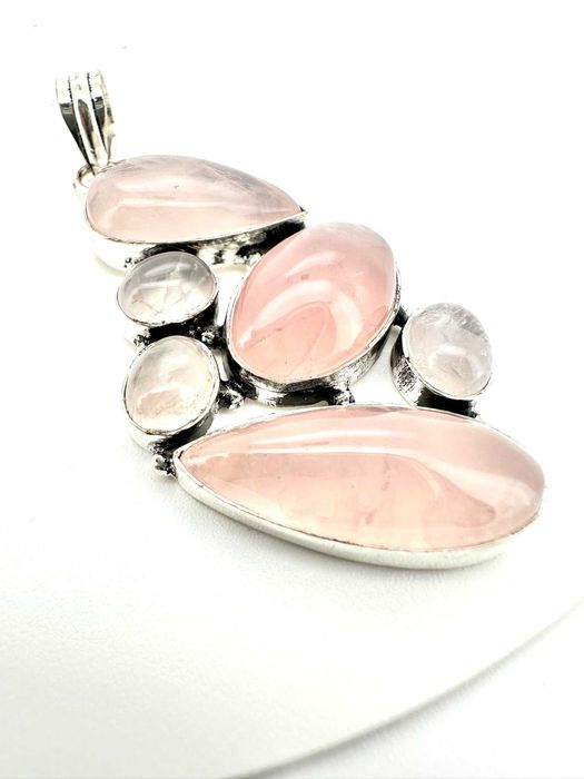 zawieszka, wisior kamień naturalny
Kwarc różowy. Próba 925