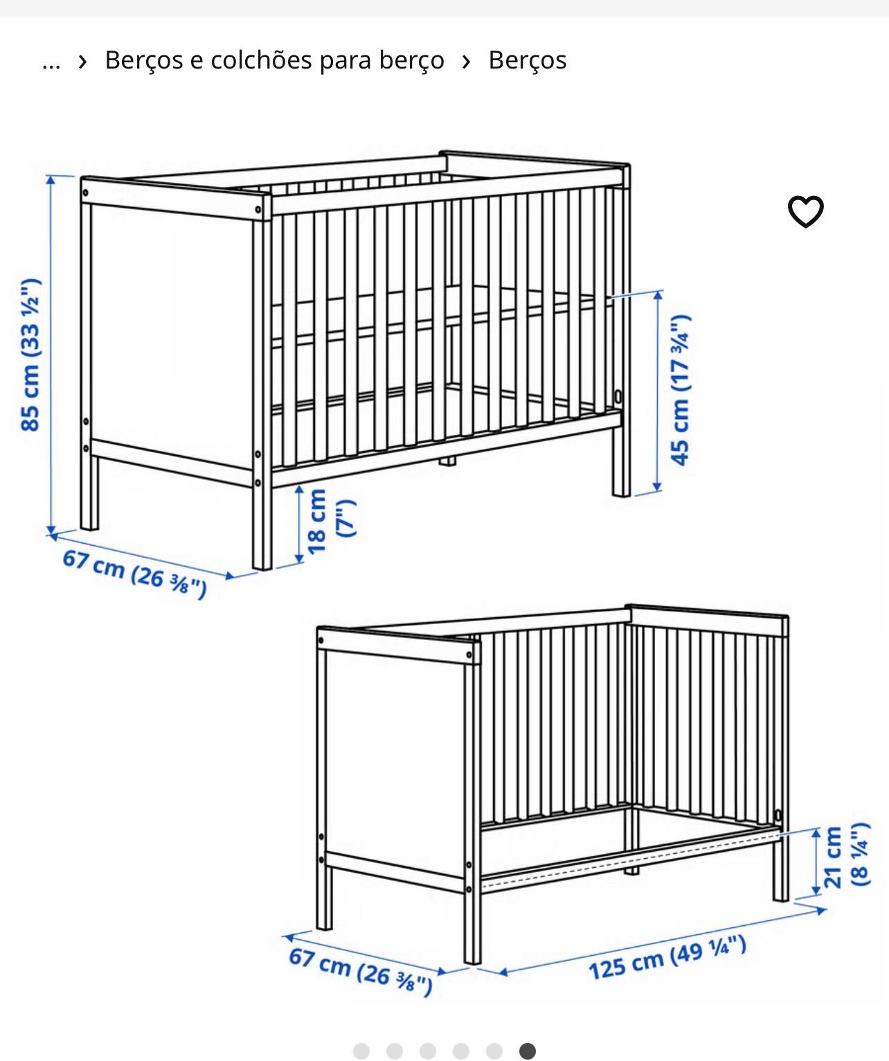 Berço bebe ikea com colchão 8 cm