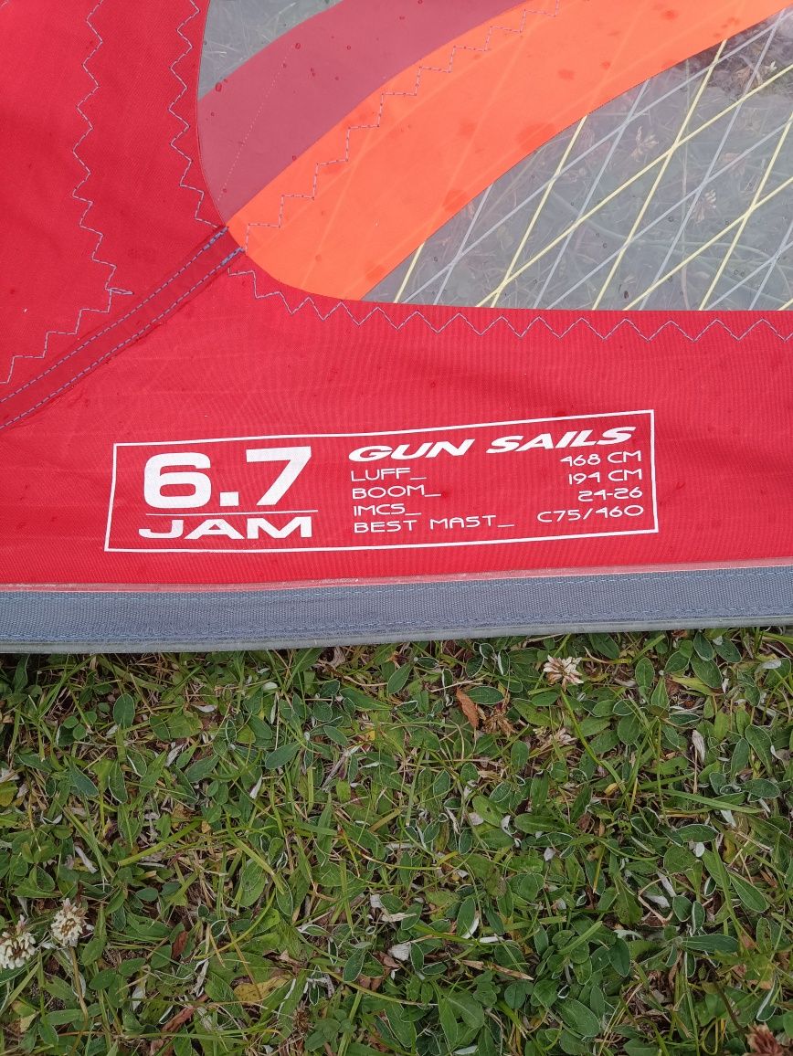Żagiel windsurfingowy 6.7 GAN. Stan BDB.