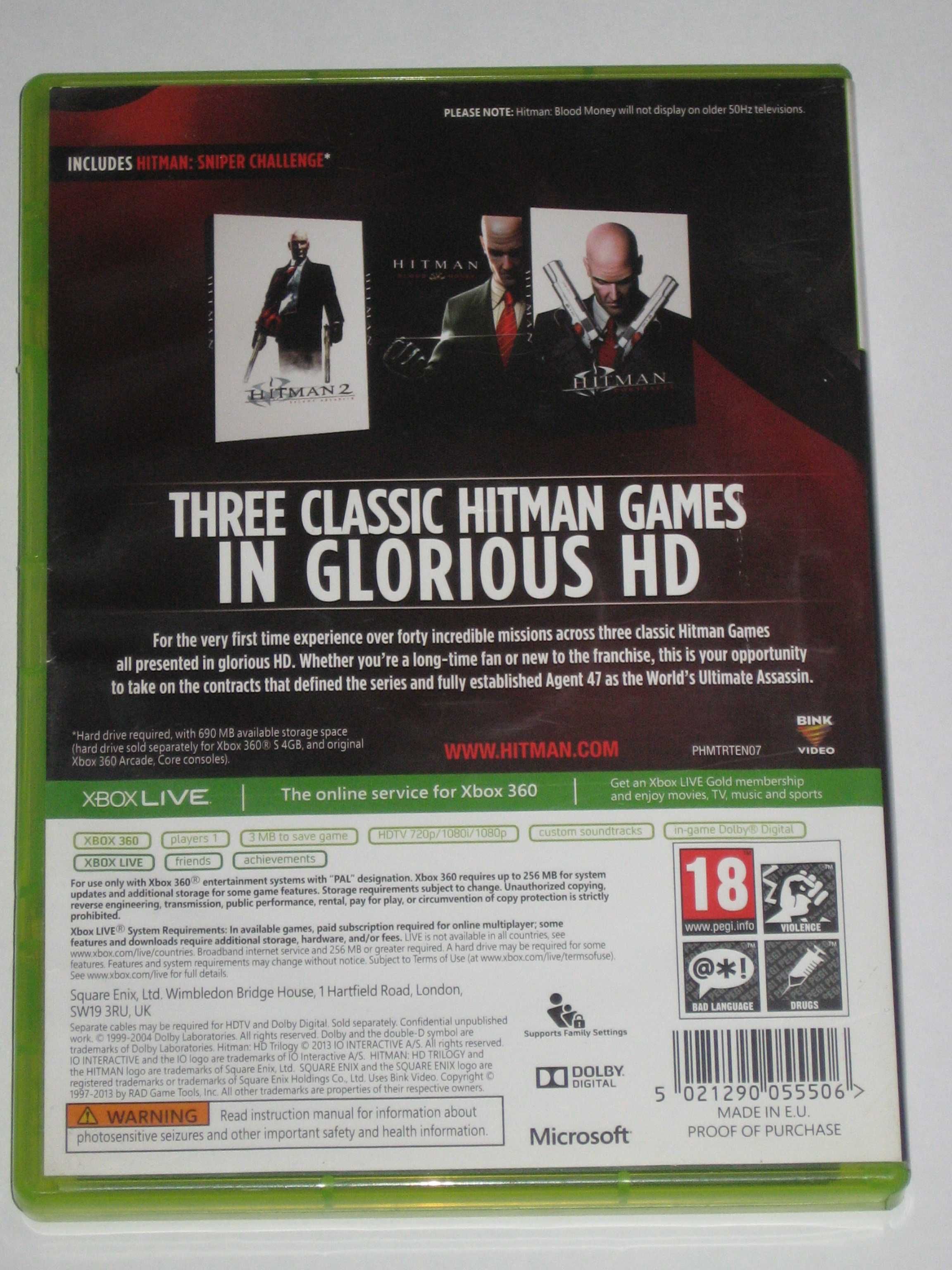 Zestaw HITMAN HD TRILOGY Xbox360 2 disc! BDB! 3xA!