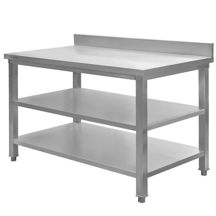 Stół gastronomiczny z rantem i 2 półkami Mega-M 120x70x85(H) - NOWY