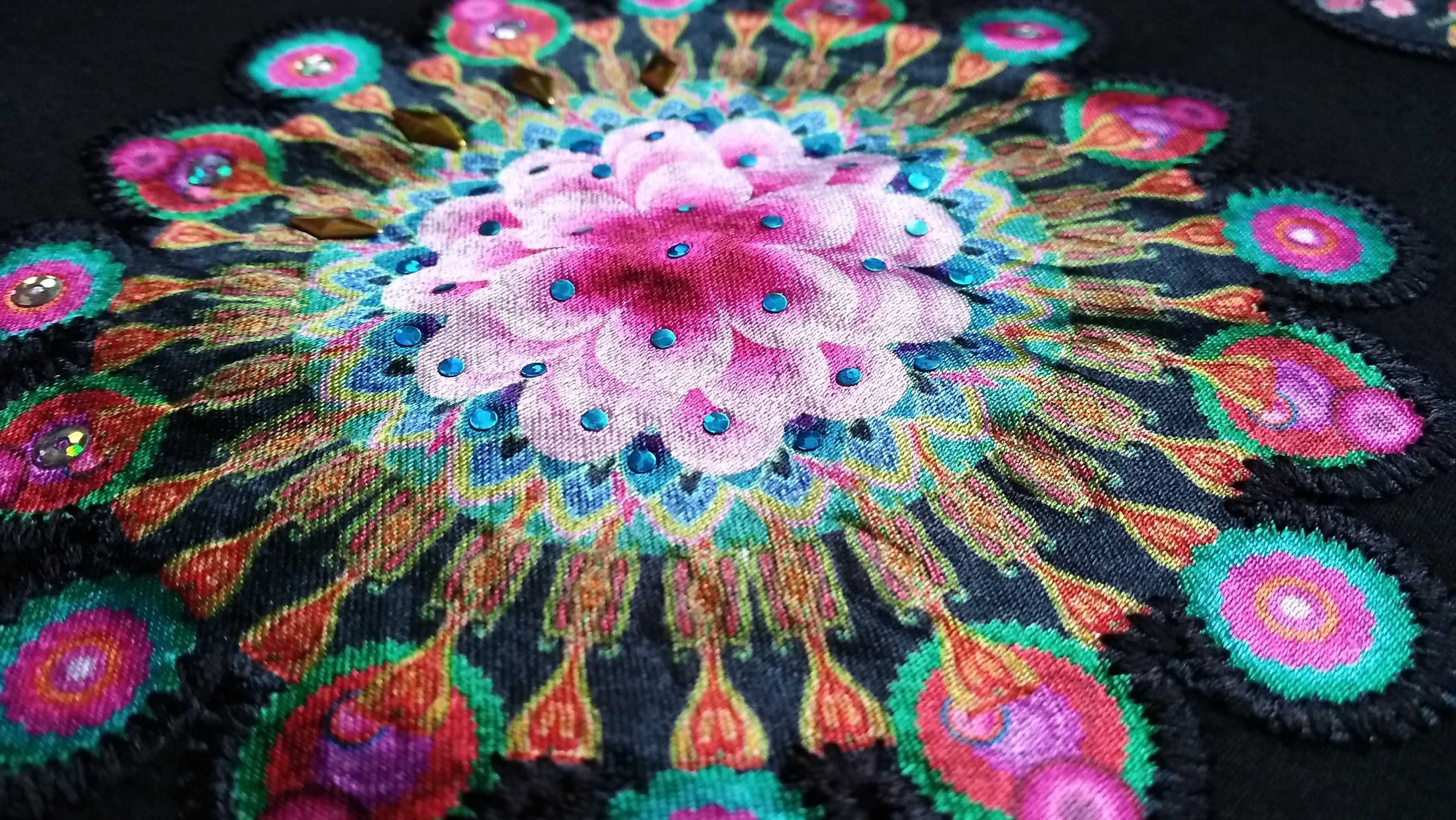 DESIGUAL kolorowa tunika BOHO aplikacje cekiny wzory 146 11/12 L