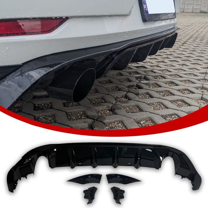 VW Golf 7,5 Gti Dokładka Zderzaka Tylna Spojler TCR Dyfuzor Czarny