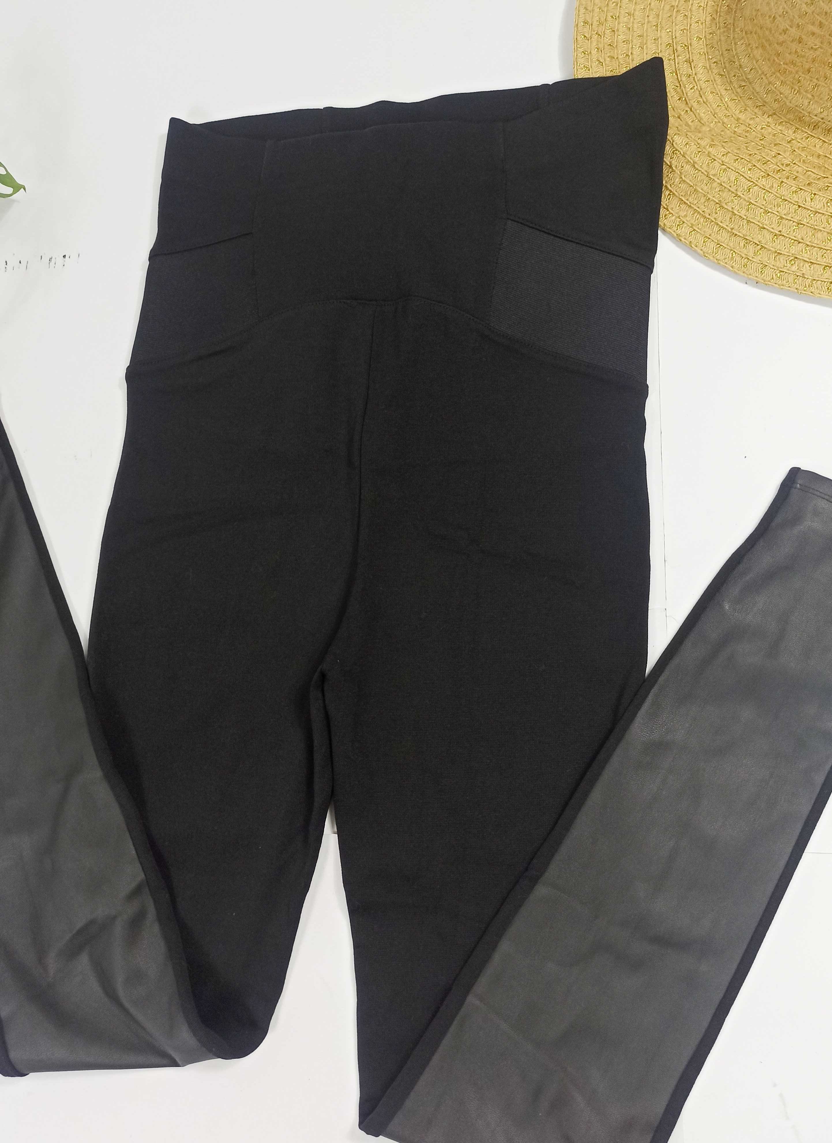Grubsze czarne skórzane legginsy ciążowe tregginsy ciążowe xs 34 S 36
