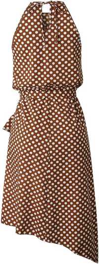 Brązowa sukienka asymetryczna retro groszki S 36
