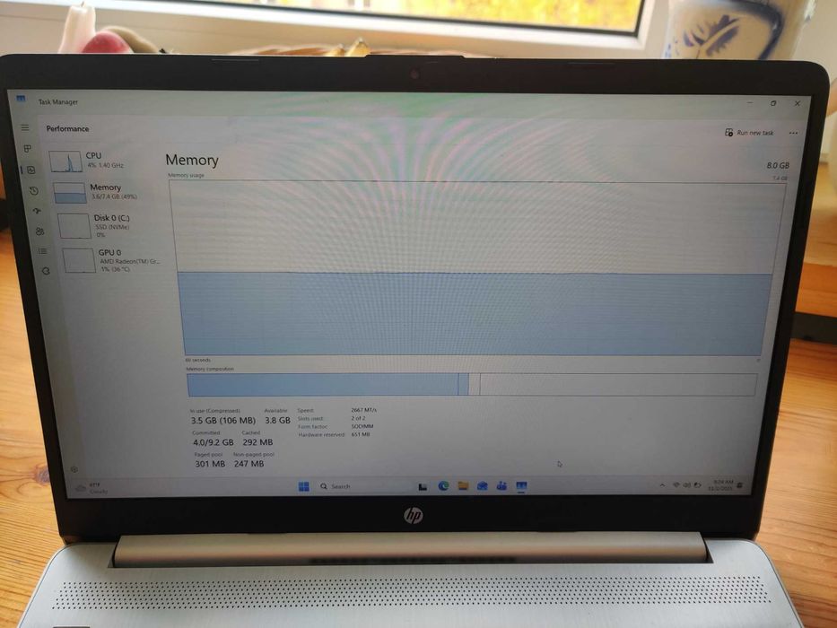 Laptop HP 15s AMD Ryzen 5 4500U, 8GB RAM, 500GB SSD, 15.6 cali, FHD