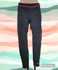 (L/40) Czarne sportowe legginsy z różowymi elementami