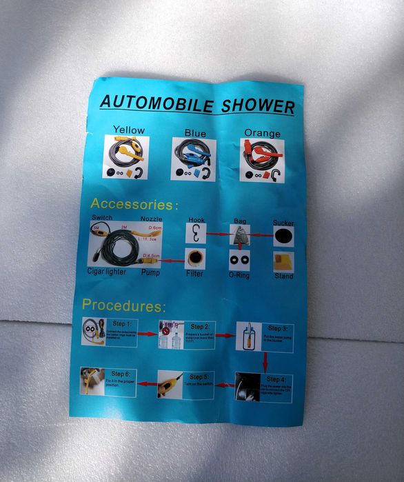 Chuveiro Portátil 12V para Autocaravana Carro Camping