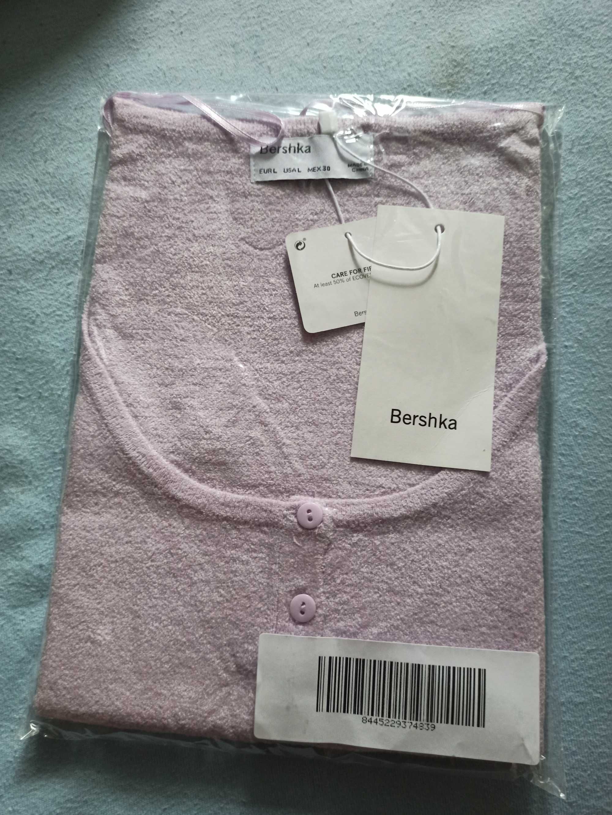 Bershka - liliowy krótki t-shirt, L