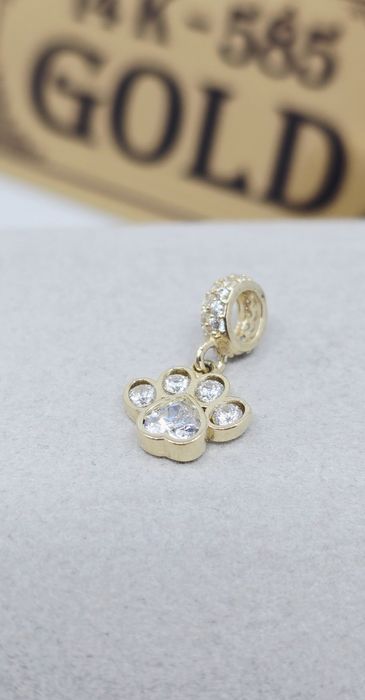Złoty charms kocia łapka próba 585 14k