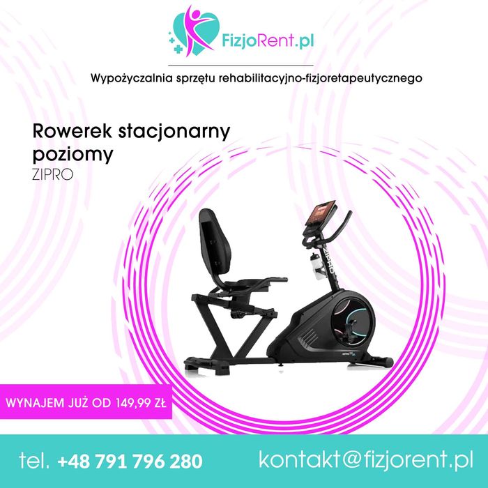 Rowerek rehabilitacyjny zipro glow i console wynajem Kraków z dowozem