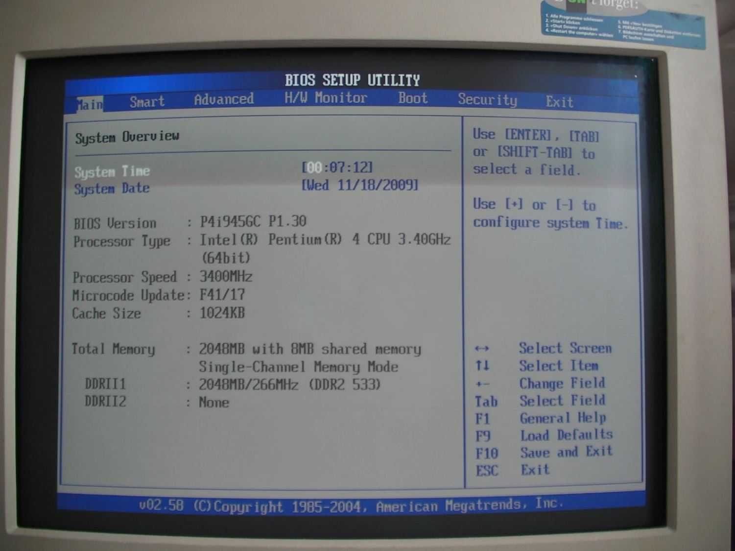 Intel Pentium 4 CPU SL7Q8 3.4GHz 1M 800 s478