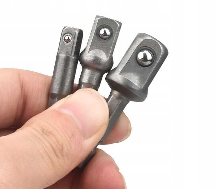 Adaptery do wkrętarki redukcje na nasadki UCHWYT HEX 1/4 3/8 1/2"