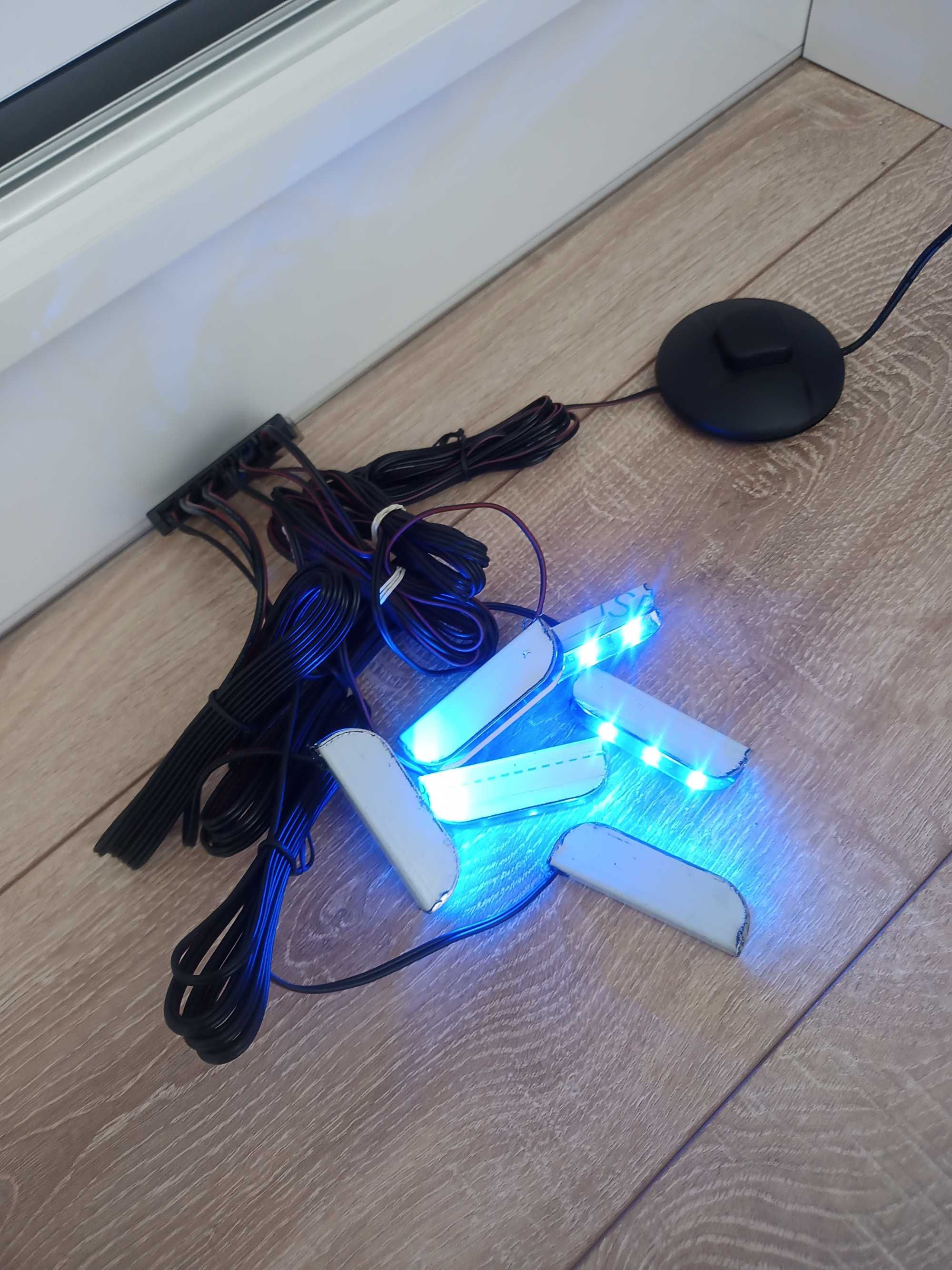 Podświetlenie półek/stołów szklanych LED + zasilacz niebieskie x6