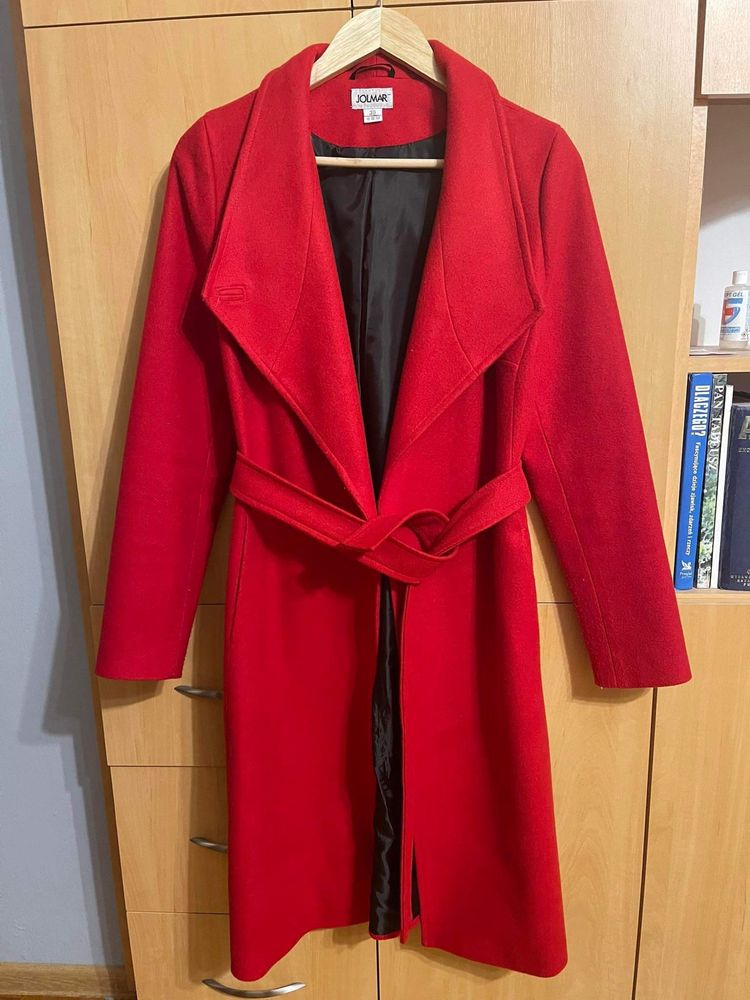 Płaszcz czerwony, jak nowy jesień/zima