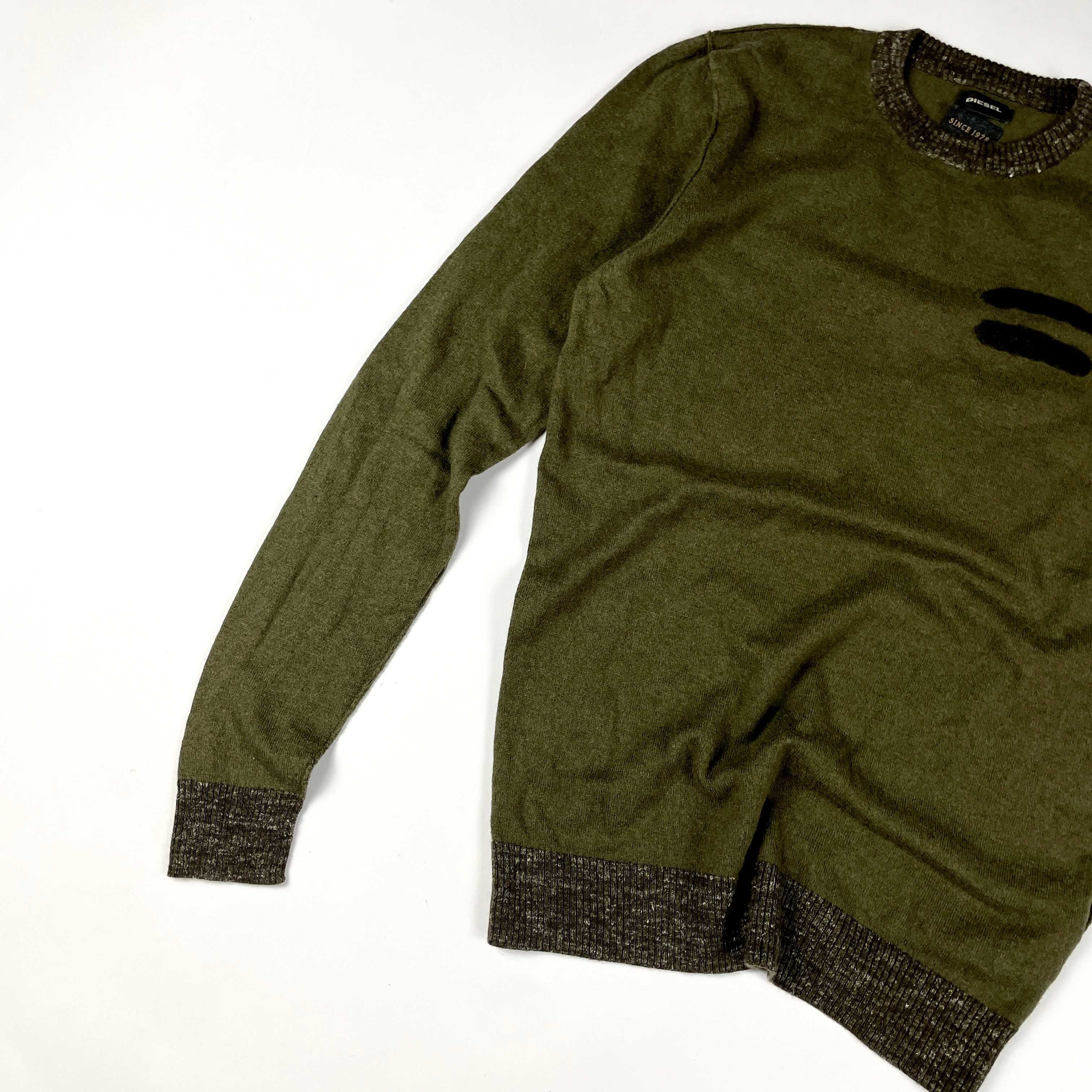 Vintage Diesel khaki sweter z super składem (S/M) 90s 8s0 y2k