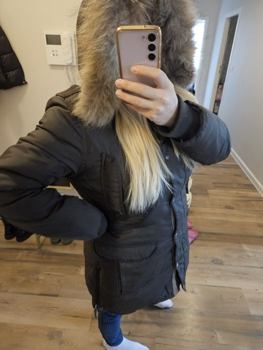 Kurtka zimowa RockandBlue  naturalny puch futro jenot lub szop