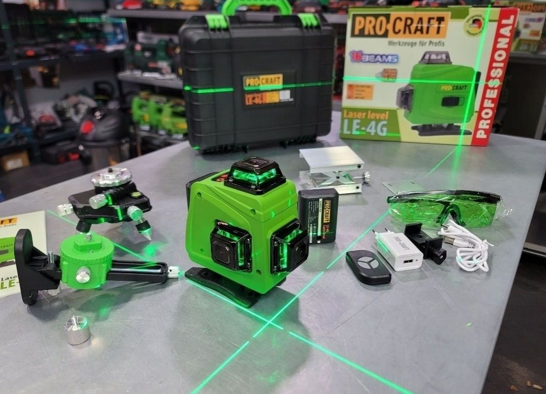 4D Лазерный уровень нивелир ProCraft 2Акум. Тонкий Луч Точный Гарантия