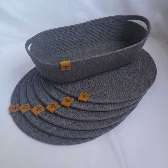 Набір з 6 шт. підтарільників 30 см сіро-блакитних і овального кошика