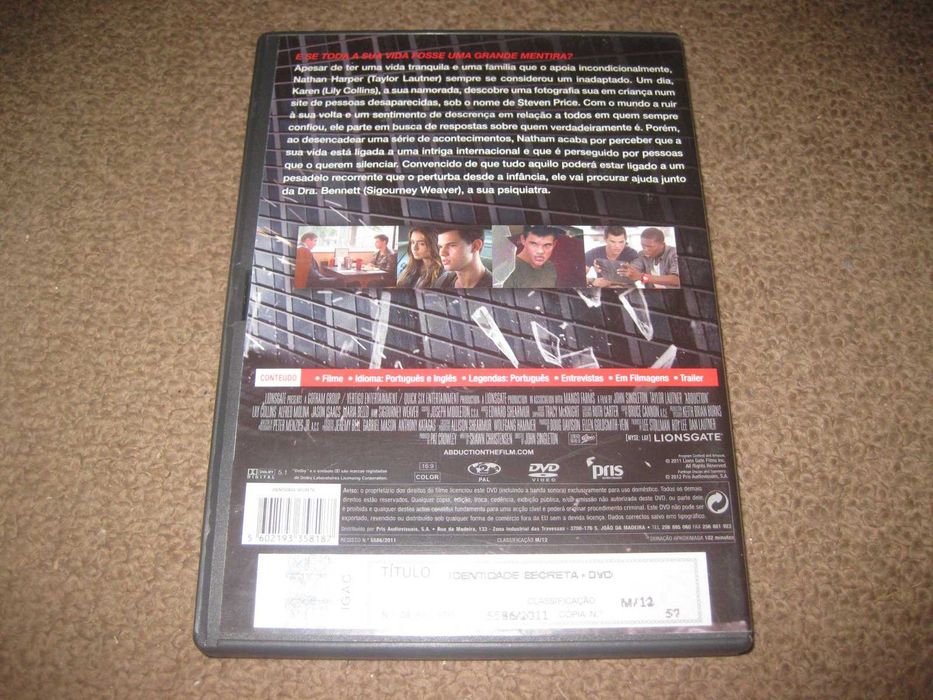 DVD "Identidade Secreta" com Taylor Lautner