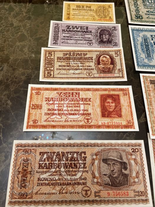 Рейхкарбованцы сувенирные номинал от 1 до 500