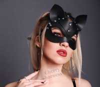 Maska kotki ze skóry ekologicznej Maska karnawałowa kota