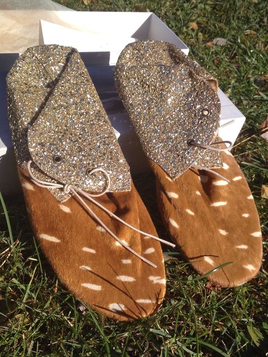 Anniel 38 nowe buty złote animal print sarenka sarna bambi