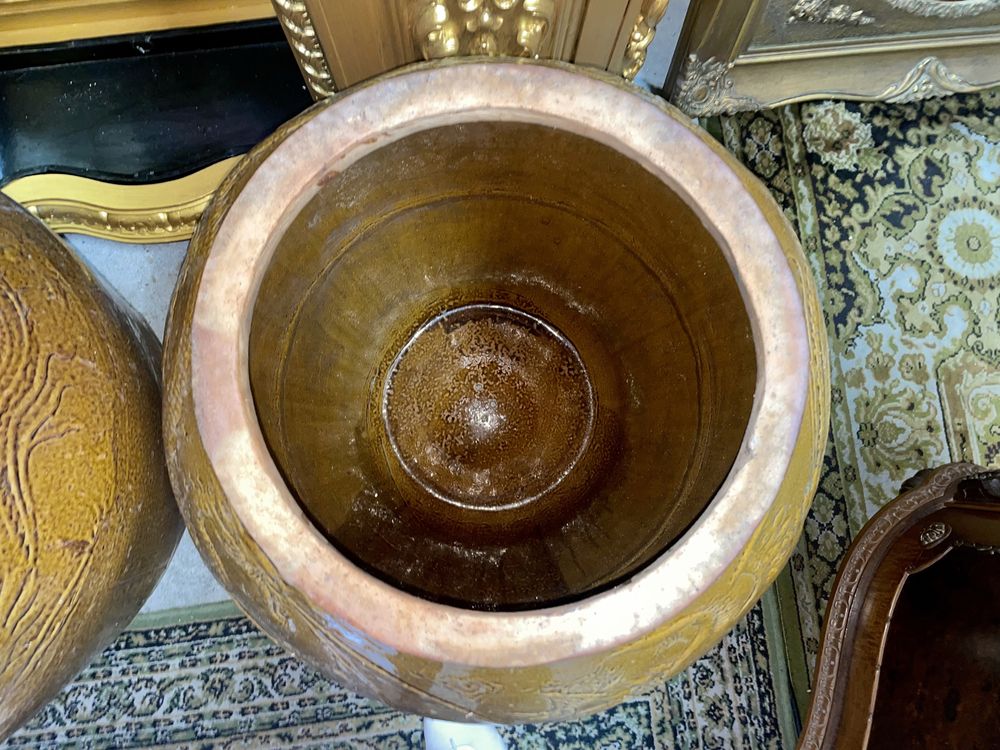 Par de antigas jarras, vasos, talhas Martaban Chinês Antigo
