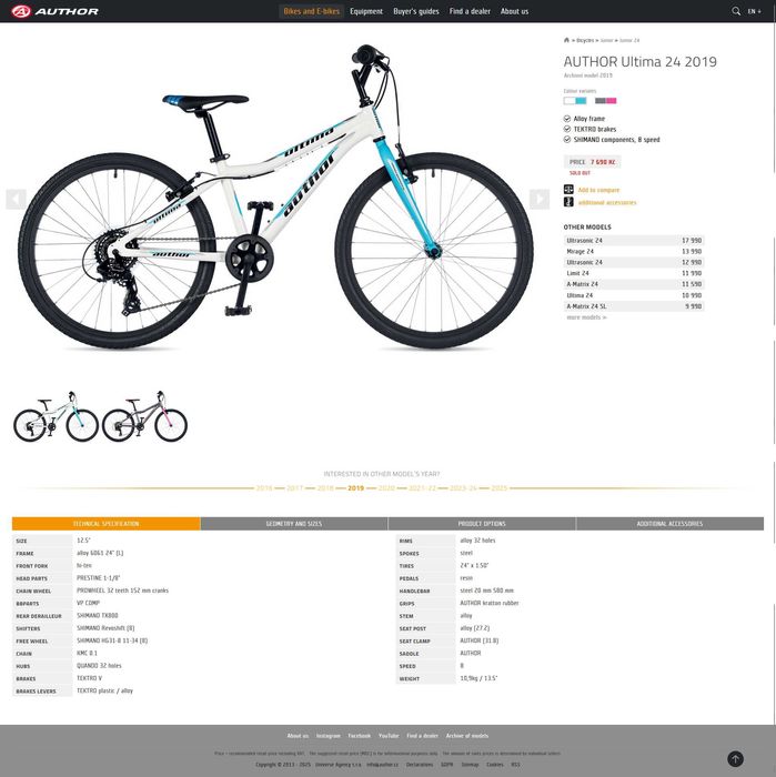 Markowy rower AUTHOR ULTIMA 24, model 2019, biało-niebieski.