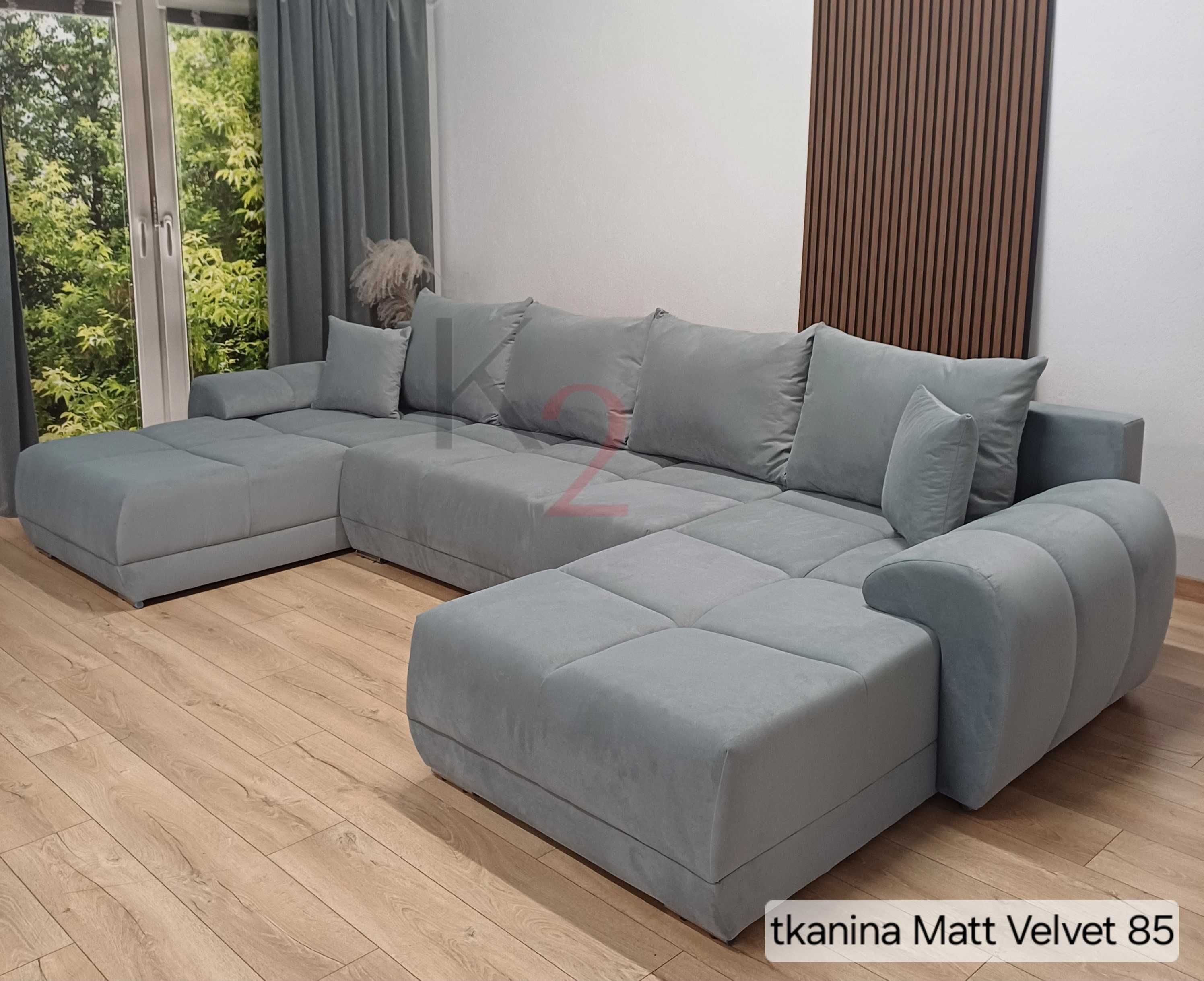 Narożnik Alaska U Duży Modny Pikowana Kanapa Sofa do Salonu +GRATIS