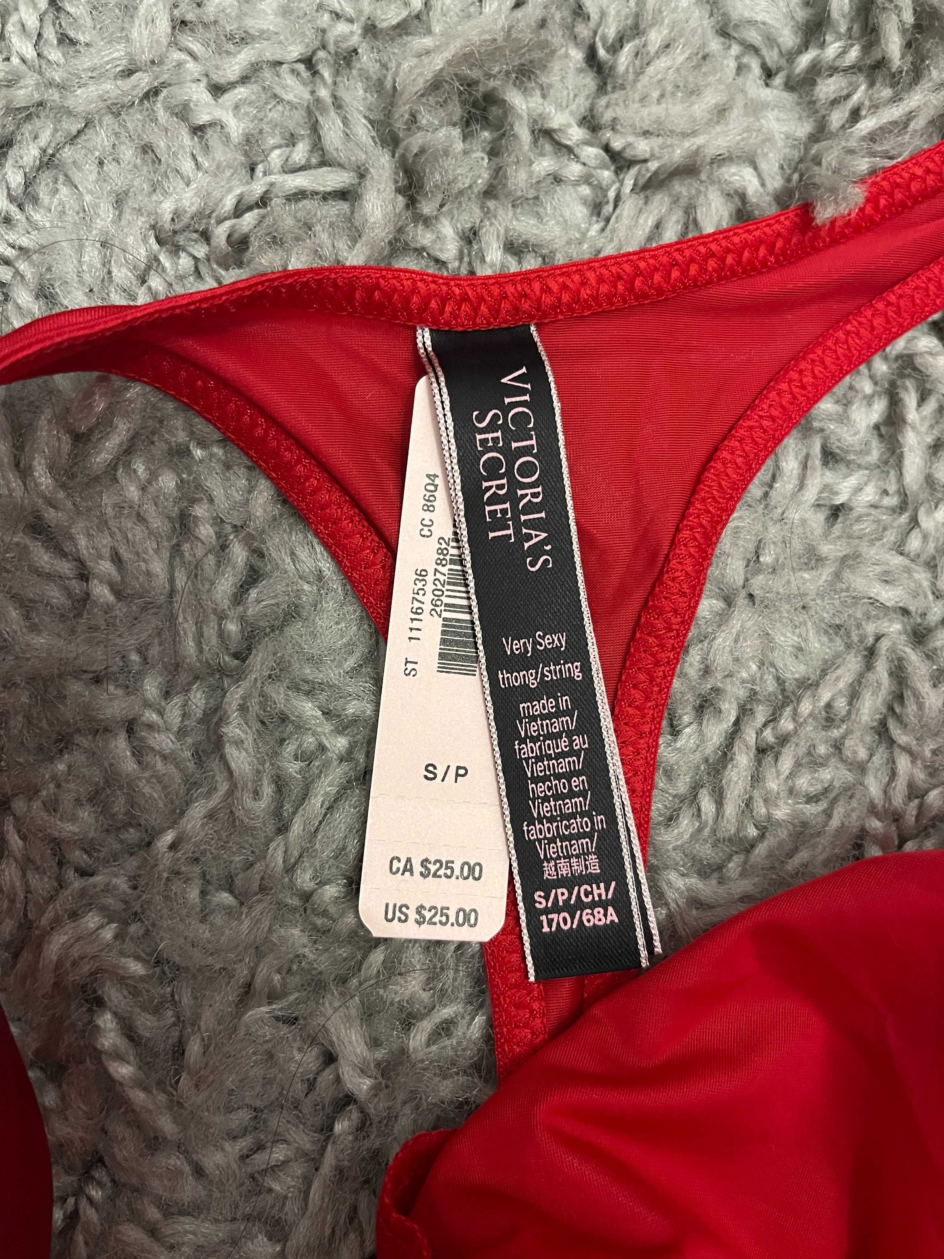 Czerwone majtki stringi z kryształkami cyrkoniami Victoria's Secret VS