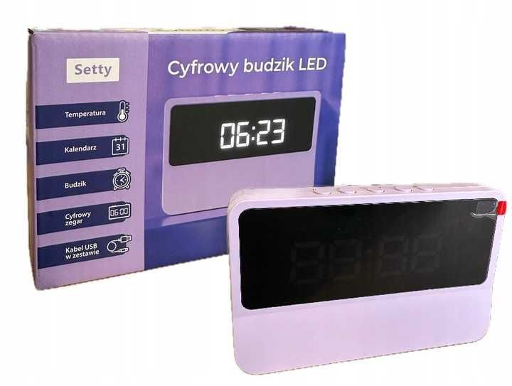 Setty Cyfrowy zegarek , budzik LED Termometr, Kalendarz Fioletowy