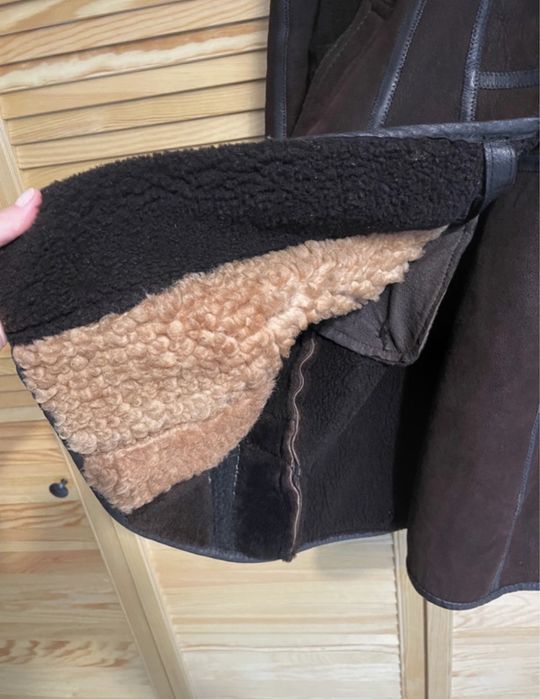 Kożuch prawdziwy uniseks czekoladowy brązowy L/XL