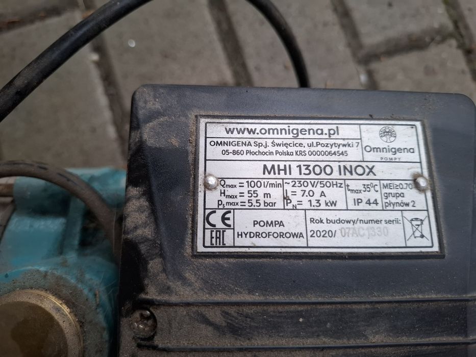 Pompa, hydrofor, pompa hydroforowa, nawadnianie, MHI13OO inox