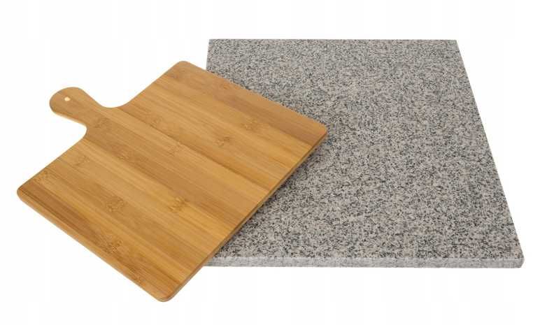 Kamień do Pizzy 36x38 cm Łopatka Granitowy do Pieczenia Grilla Deska