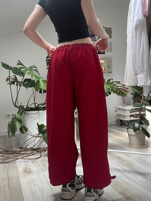 czerwone spodnie szerokie nogawki baggy XL