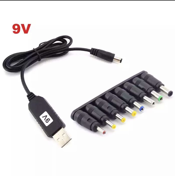Кабель для WiFi роутерів USB 5V to DC 9V/12V + набор перехідників