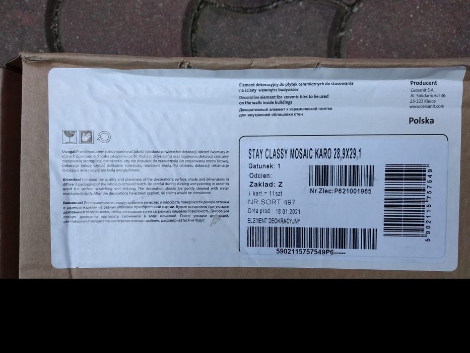 Dekor Mozaika ścienna Stay classy mosaic karo 29,1x28,9 Cersanit